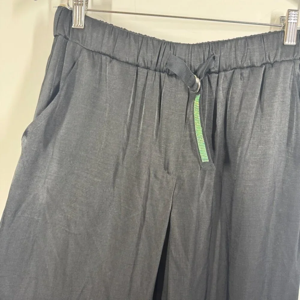 Mara’s Collection Black Satin Pants Size L Luxe Greek Made Relaxed Fit
